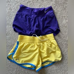 Nike &  Under Armour running shorts, size small